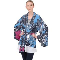 Hawaii T- Shirt Hawaii Flowering Trend T- Shirt Long Sleeve Velvet Kimono  by maxcute