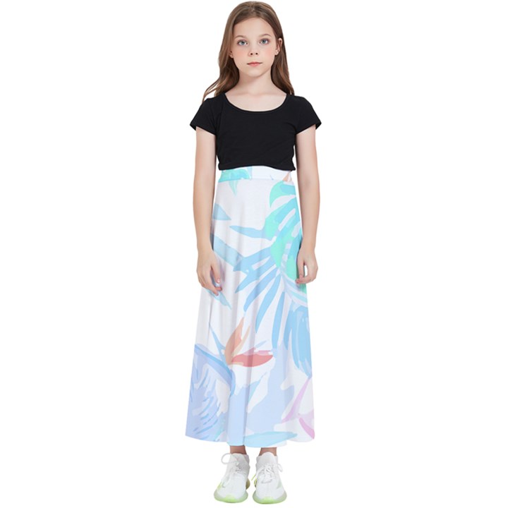 Hawaii T- Shirt Hawaii Flowers Creative T- Shirt Kids  Flared Maxi Skirt