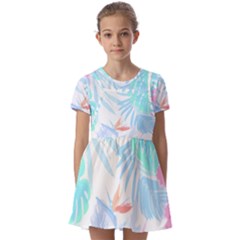 Hawaii T- Shirt Hawaii Flowers Creative T- Shirt Kids  Short Sleeve Pinafore Style Dress