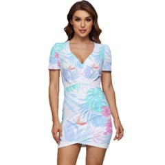 Hawaii T- Shirt Hawaii Flowers Creative T- Shirt Low Cut Cap Sleeve Mini Dress