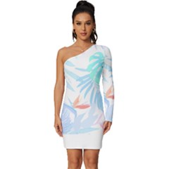 Hawaii T- Shirt Hawaii Flowers Creative T- Shirt Long Sleeve One Shoulder Mini Dress by maxcute