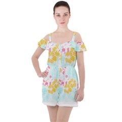 Hawaii T- Shirt Hawaii Flowers Modern T- Shirt Ruffle Cut Out Chiffon Playsuit by maxcute