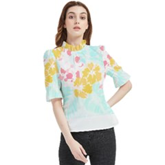 Hawaii T- Shirt Hawaii Flowers Modern T- Shirt Frill Neck Blouse