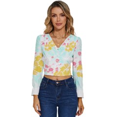 Hawaii T- Shirt Hawaii Flowers Modern T- Shirt Long Sleeve V-neck Top by maxcute