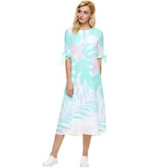 Hawaii T- Shirt Hawaii Forest Pattern T- Shirt Bow Sleeve Chiffon Midi Dress by maxcute