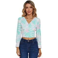 Hawaii T- Shirt Hawaii Forest Pattern T- Shirt Long Sleeve V-neck Top