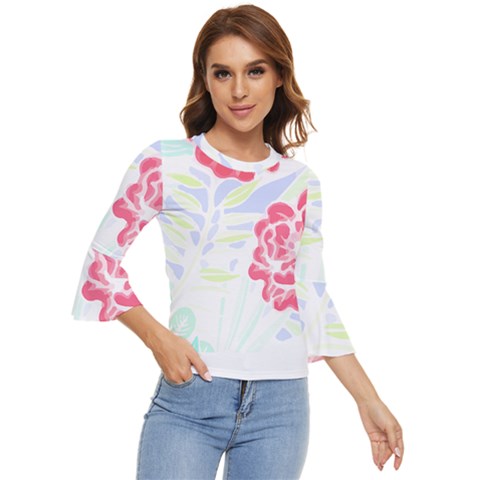 Hawaii T- Shirt Hawaii Forest Trend T- Shirt Bell Sleeve Top by maxcute