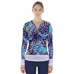 Hawaii T- Shirt Hawaii Garden Flora T- Shirt V-neck Long Sleeve Top by maxcute