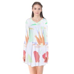 Hawaii T- Shirt Hawaii Hawaian Trend T- Shirt Long Sleeve V-neck Flare Dress by maxcute