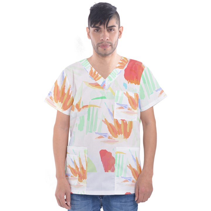 Hawaii T- Shirt Hawaii Hawaian Trend T- Shirt Men s V-Neck Scrub Top