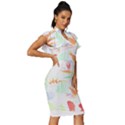 Hawaii T- Shirt Hawaii Hawaian Trend T- Shirt Vintage Frill Sleeve V-Neck Bodycon Dress View3