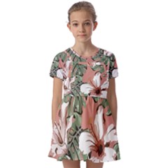 Hawaii T- Shirt Hawaii Hello Modern T- Shirt Kids  Short Sleeve Pinafore Style Dress by maxcute