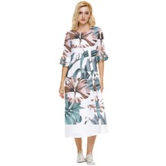 Hawaii T- Shirt Hawaii Hope Flowers Trend T- Shirt Double Cuff Midi Dress by maxcute