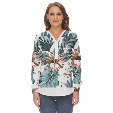 Hawaii T- Shirt Hawaii Hope Flowers Trend T- Shirt Zip Up Long Sleeve Blouse by maxcute