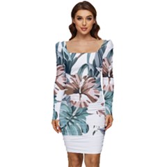 Hawaii T- Shirt Hawaii Hope Flowers Trend T- Shirt Women Long Sleeve Ruched Stretch Jersey Dress by maxcute