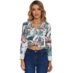 Hawaii T- Shirt Hawaii Hope Flowers Trend T- Shirt Long Sleeve V-neck Top