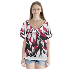 Hawaii T- Shirt Hawaii Hummingbird Trend T- Shirt V-neck Flutter Sleeve Top by maxcute