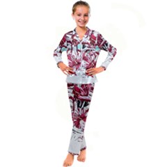 Hawaii T- Shirt Hawaii Indian Flower Modern T- Shirt Kid s Satin Long Sleeve Pajamas Set by maxcute