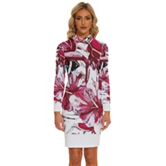 Hawaii T- Shirt Hawaii Indian Flower Modern T- Shirt Long Sleeve Shirt Collar Bodycon Dress