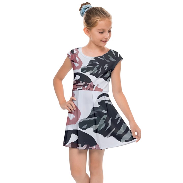 Hawaii T- Shirt Hawaii Krying Doors Pattern T- Shirt Kids  Cap Sleeve Dress