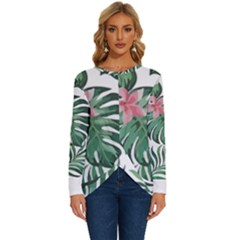 Hawaii T- Shirt Hawaii Leather Flower Garden T- Shirt Long Sleeve Crew Neck Pullover Top