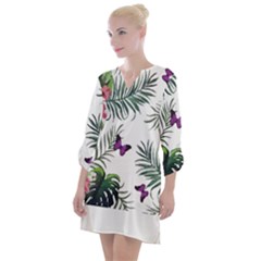 Hawaii T- Shirt Hawaii Lent Flowers Pattern T- Shirt Open Neck Shift Dress by maxcute