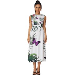 Hawaii T- Shirt Hawaii Lent Flowers Pattern T- Shirt Sleeveless Round Neck Midi Dress by maxcute