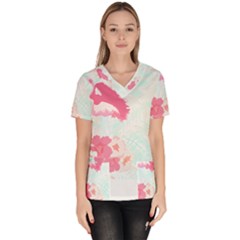 Hawaii T- Shirt Hawaii Lis Flowers Trend T- Shirt Women s V-neck Scrub Top by maxcute