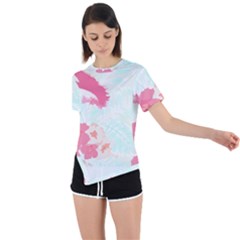 Hawaii T- Shirt Hawaii Lis Flowers Trend T- Shirt Asymmetrical Short Sleeve Sports Tee by maxcute