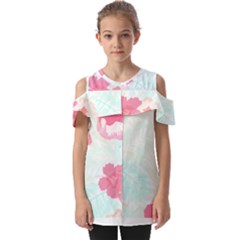 Hawaii T- Shirt Hawaii Lis Flowers Trend T- Shirt Fold Over Open Sleeve Top