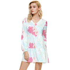 Hawaii T- Shirt Hawaii Lis Flowers Trend T- Shirt Tiered Long Sleeve Mini Dress by maxcute