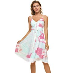 Hawaii T- Shirt Hawaii Lis Flowers Trend T- Shirt Sleeveless Tie Front Chiffon Dress