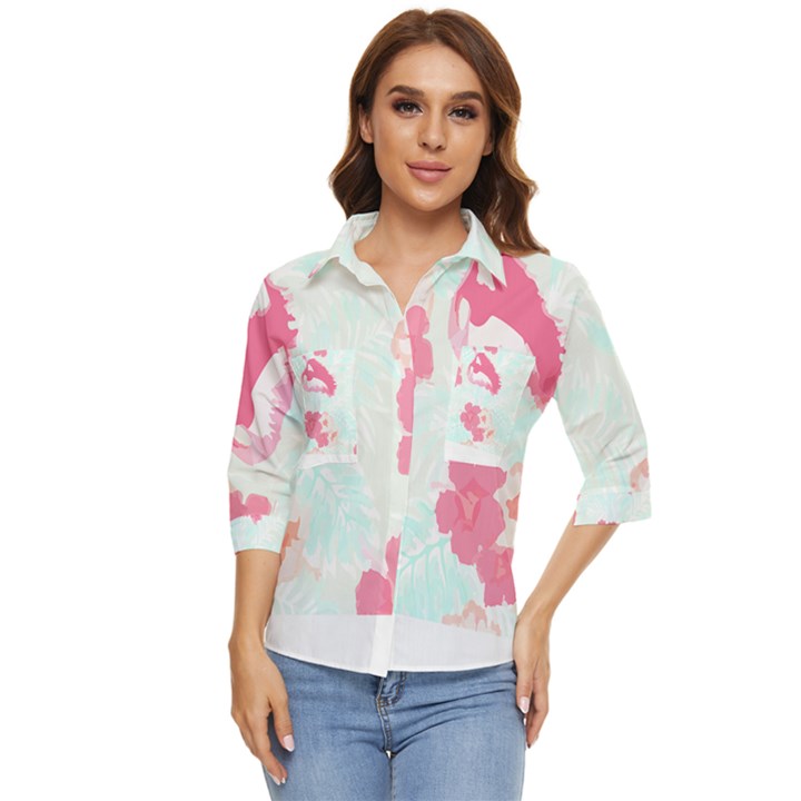 Hawaii T- Shirt Hawaii Lis Flowers Trend T- Shirt Women s Quarter Sleeve Pocket Shirt