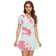 Hawaii T- Shirt Hawaii Lis Flowers Trend T- Shirt V-neck High Waist Chiffon Mini Dress by maxcute