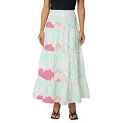 Hawaii T- Shirt Hawaii Lis Flowers Trend T- Shirt Tiered Ruffle Maxi Skirt by maxcute