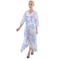 Hawaii T- Shirt Hawaii Love Flowers Trend T- Shirt Quarter Sleeve Wrap Front Maxi Dress by maxcute