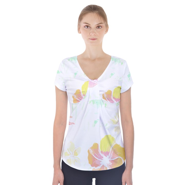 Hawaii T- Shirt Hawaii Meadow Fashion T- Shirt Short Sleeve Front Detail Top