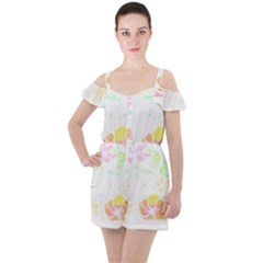 Hawaii T- Shirt Hawaii Meadow Fashion T- Shirt Ruffle Cut Out Chiffon Playsuit