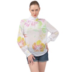 Hawaii T- Shirt Hawaii Meadow Fashion T- Shirt High Neck Long Sleeve Chiffon Top