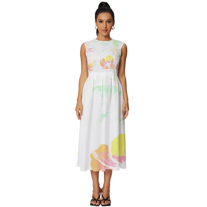 Hawaii T- Shirt Hawaii Meadow Fashion T- Shirt Sleeveless Round Neck Midi Dress