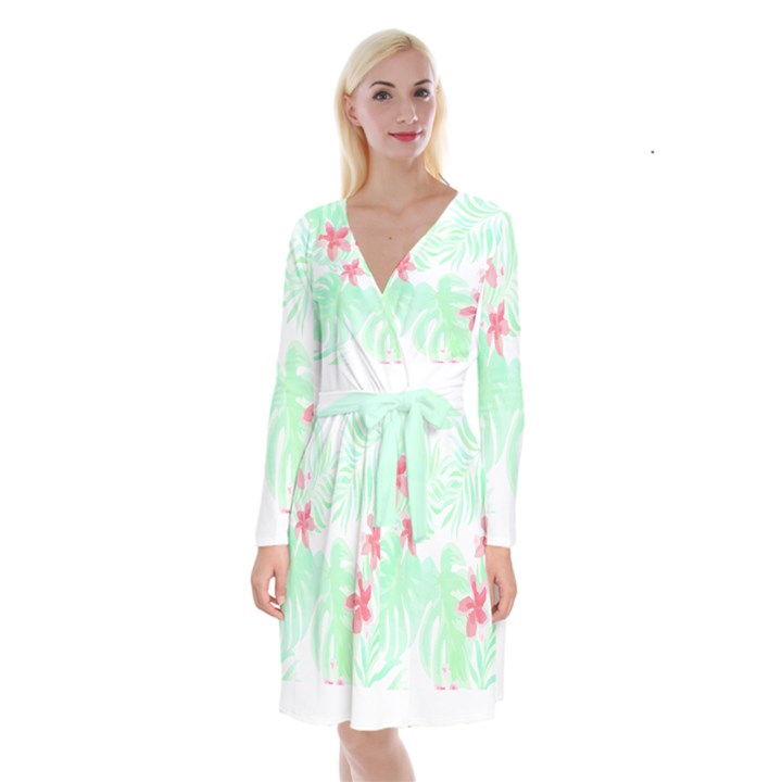 Hawaii T- Shirt Hawaii Meadow Trend T- Shirt Long Sleeve Velvet Front Wrap Dress