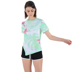 Hawaii T- Shirt Hawaii Meadow Trend T- Shirt Asymmetrical Short Sleeve Sports Tee by maxcute