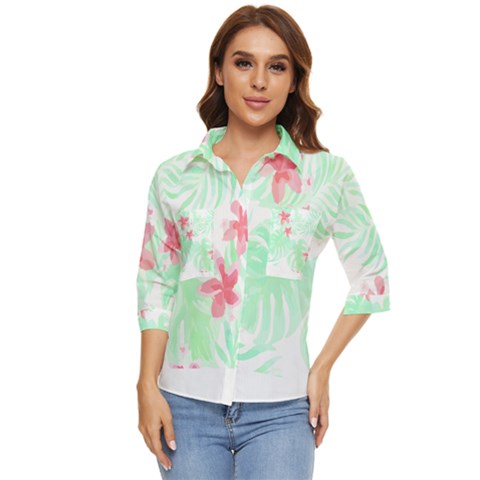 Hawaii T- Shirt Hawaii Meadow Trend T- Shirt Women s Quarter Sleeve Pocket Shirt by maxcute