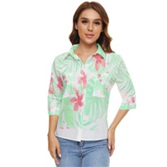 Hawaii T- Shirt Hawaii Meadow Trend T- Shirt Women s Quarter Sleeve Pocket Shirt