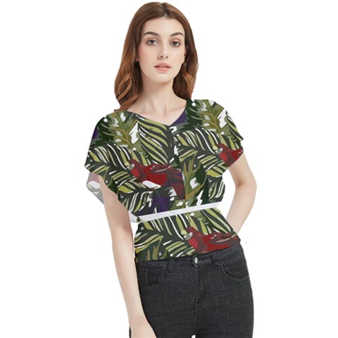 Hawaii T- Shirt Hawaii Pattern Garden T- Shirt Butterfly Chiffon Blouse by maxcute