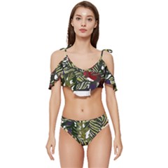 Hawaii T- Shirt Hawaii Pattern Garden T- Shirt Ruffle Edge Tie Up Bikini Set	 by maxcute