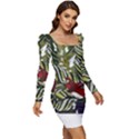 Hawaii T- Shirt Hawaii Pattern Garden T- Shirt Women Long Sleeve Ruched Stretch Jersey Dress View2