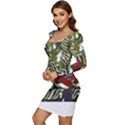 Hawaii T- Shirt Hawaii Pattern Garden T- Shirt Women Long Sleeve Ruched Stretch Jersey Dress View3