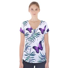 Hawaii T- Shirt Hawaii Peacock Pattern T- Shirt Short Sleeve Front Detail Top by maxcute