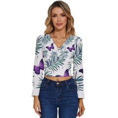 Hawaii T- Shirt Hawaii Peacock Pattern T- Shirt Long Sleeve V-neck Top